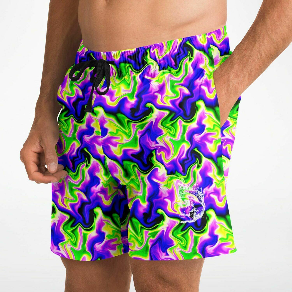 Neon Green & Purple Swirl Gym Shorts - King Killers Apparel