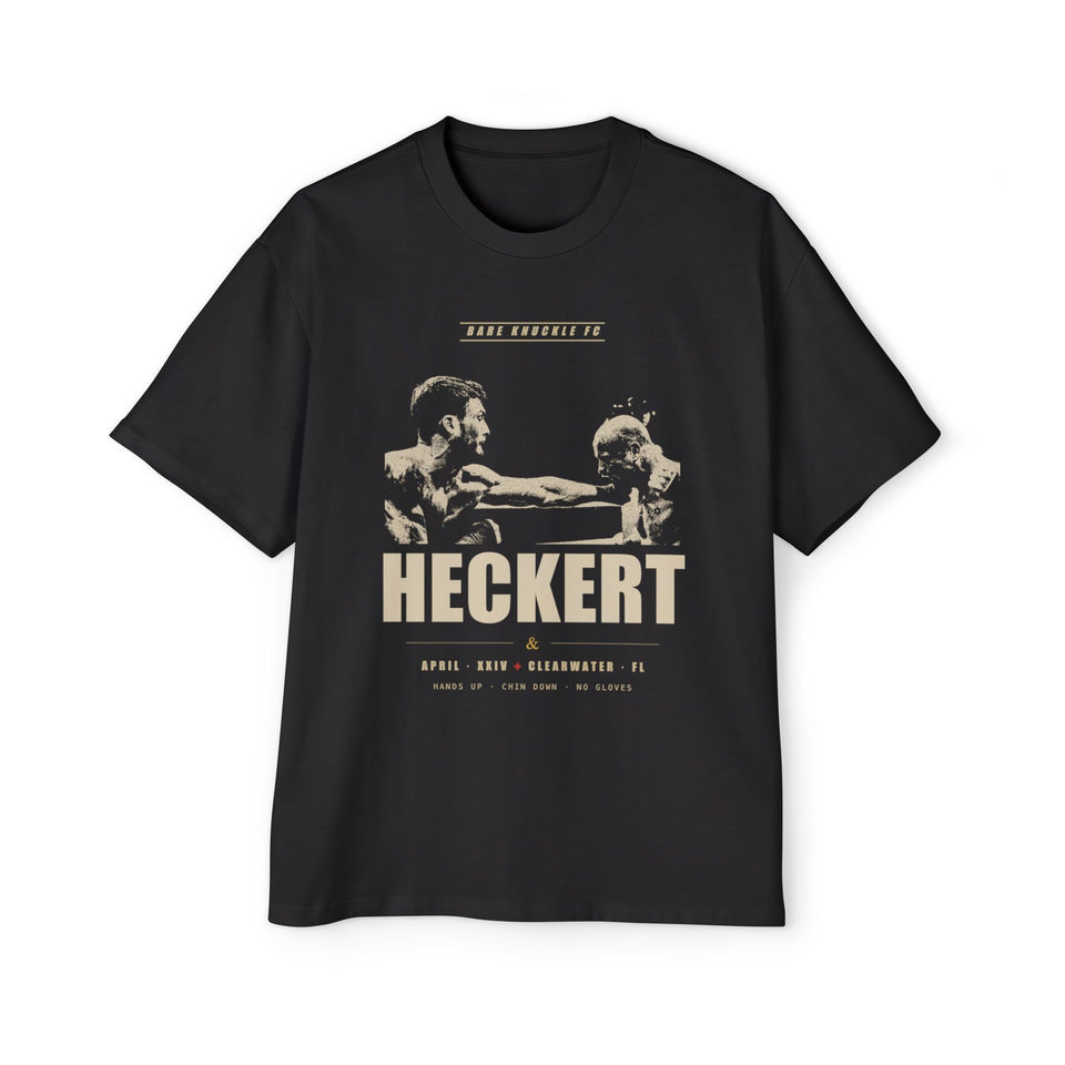 Heckert Boxing Tee — Retro Fight Poster Men's Heavy Oversized T‑Shirt