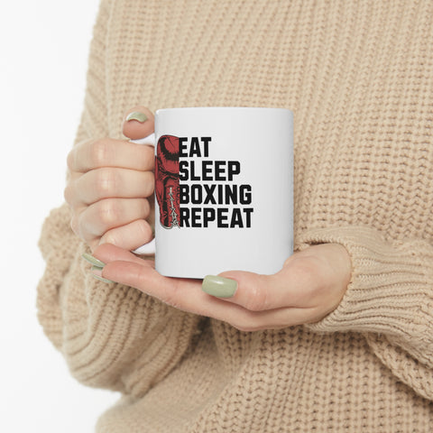 Eat Sleep Boxing Repeat 11oz Ceramic Coffee Mug