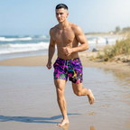Bold Jungle Print Swim Trunks — All-Over Tropical Swim Shorts
