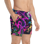 Bold Jungle Print Swim Trunks — All-Over Tropical Swim Shorts