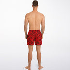 Red & Black Paisly Swim Trunks Men - AOP