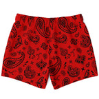 Red & Black Paisly Swim Trunks Men - AOP