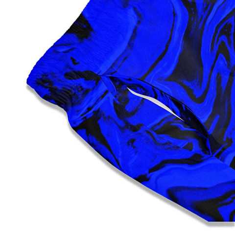 Black & Blue Marble Swirl Swim Trunks - King Killers