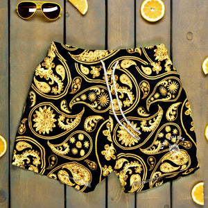 gold paisley swim trunks for men - King Killers Apparel