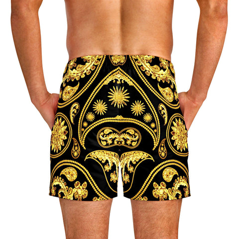 gold paisley swim trunks for men - King Killers Apparel