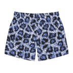 Blue Leopard Print Swim Trunks