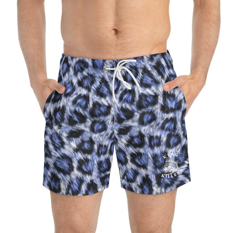 Blue Leopard Print Swim Trunks - King Killers