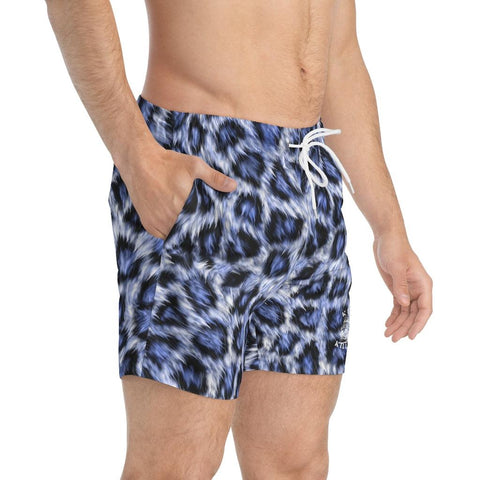 Blue Leopard Print Swim Trunks - King Killers