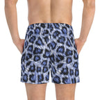Blue Leopard Print Swim Trunks