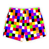 colorful checkerboard swim trunks for men, front - King Killers Apparel
