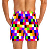 colorful checkerboard swim trunks for men, back - King Killers Apparel