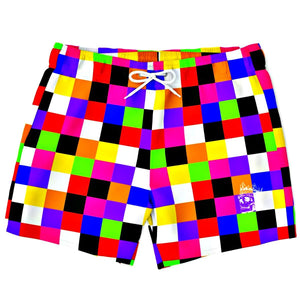 Colorful Checkerboard Short Swim Trunks - King Killers