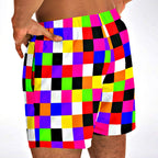 Colorful Checkerboard Short Swim Trunks