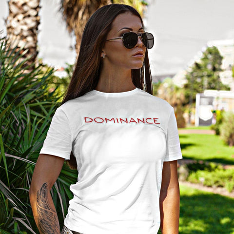 Girl Modeling DOMINANCE - Unisex Jersey Short Sleeve Statement Tee, Color: White - King Killers