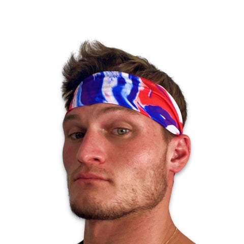 man wearing red white and blue colored headband for 4th of july - King Killers Apparel