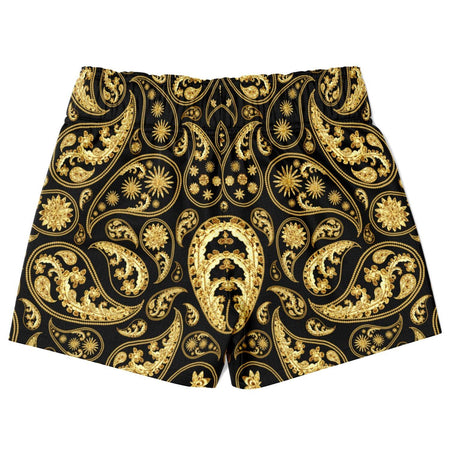 Gold Paisley Pattern Kids Swim Trunks