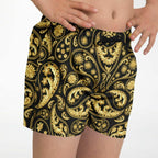 Gold Paisley Pattern Kids Swim Trunks