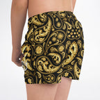 Gold Paisley Pattern Kids Swim Trunks