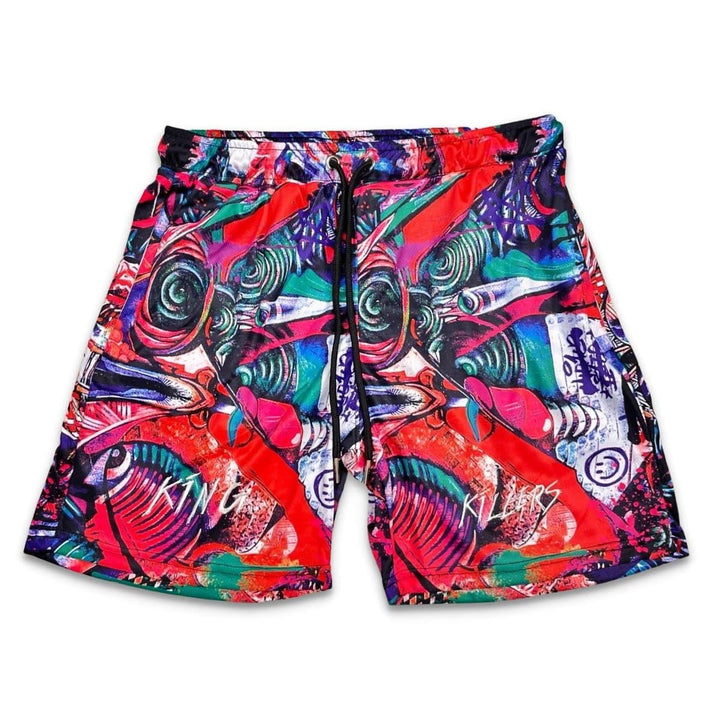 Graffiti Print Mesh Shorts For Men - King Killers Apparel