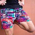 Graffiti Print Mesh Shorts