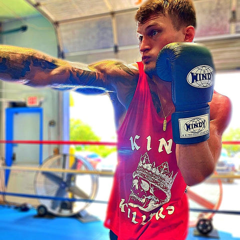 boxer training in King Killers Skull Tank Top, Red - King Killers Apparel