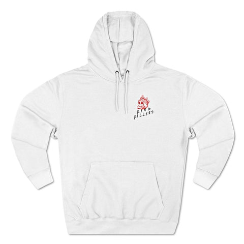 premium pullover hoodie with King Killers Logo Image On The Left Chest Panel, White