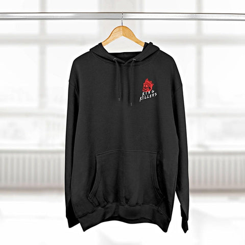 premium pullover hoodie with King Killers Logo Image On The Left Chest Panel, black