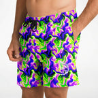 Neon Green & Purple Swirl Gym Shorts