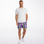 Neon Green & Purple Swirl Gym Shorts