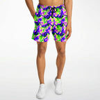 Neon Green & Purple Swirl Gym Shorts