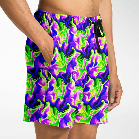 Neon Green & Purple Swirl Gym Shorts - King Killers
