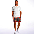 Oriental Flowers Mid-thigh Athletic Shorts