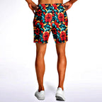 Oriental Flowers Mid-thigh Athletic Shorts
