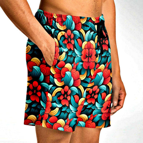 Oriental Flowers Mid-thigh Athletic Shorts - King Killers