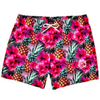 Pineapples & Hibiscus Flower Swim Trunks Men
