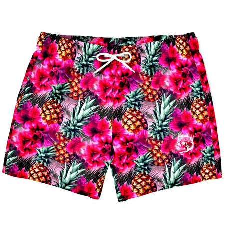 Pineapples & Hibiscus Flower Swim Trunks Men