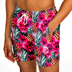 Pineapples & Hibiscus Flower Swim Trunks Men