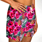 Pineapples & Hibiscus Flower Swim Trunks Men