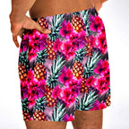 Pineapples & Hibiscus Flower Swim Trunks Men
