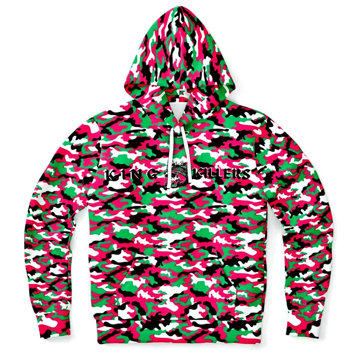Pink & Green Camouflage Athletic Hoodie, Unisex - King Killers Apparel