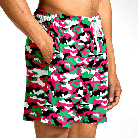 Shop Pink & Green Camouflage Athletic Shorts, Mens - King Killers Apparel