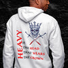 heavy lies the crown hoodie, white, back side, male model - King Killers Apparel
