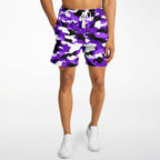 Purple Camo Mid Thigh Gym Shorts