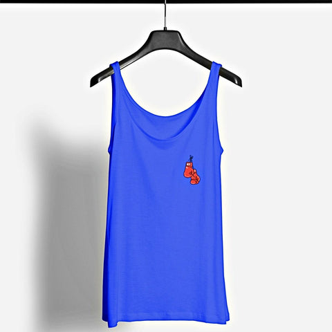 red boxing gloves tank top on hanger, royal blue - King Killers Apparel
