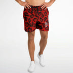 Red Leopard Print Athletic Shorts