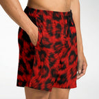 Red Leopard Print Athletic Shorts