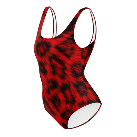 Red Leopard Print One-Piece Swimsuit - King Killers