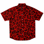 Red Leopard Print Premium Button Down Shirt