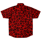 Red Leopard Print Premium Button Down Shirt